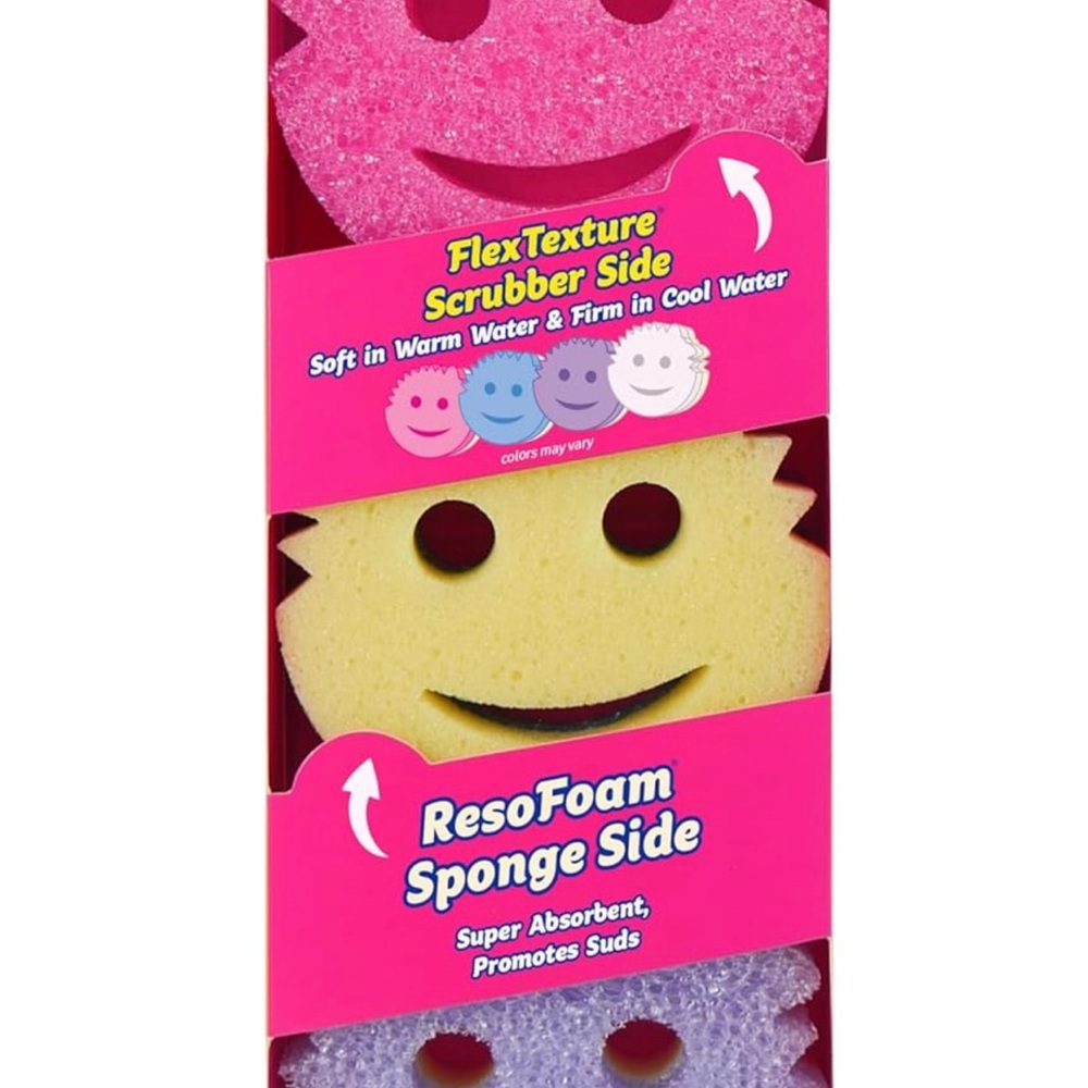 FlexTexture Smiley Face Sponge Set - Pink, Yellow, Purple